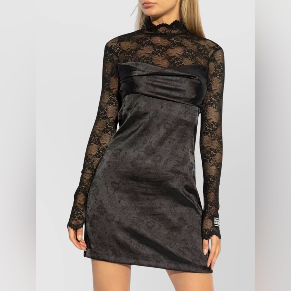 Versace Jeans Couture Black Lace Flowers Mini Dress